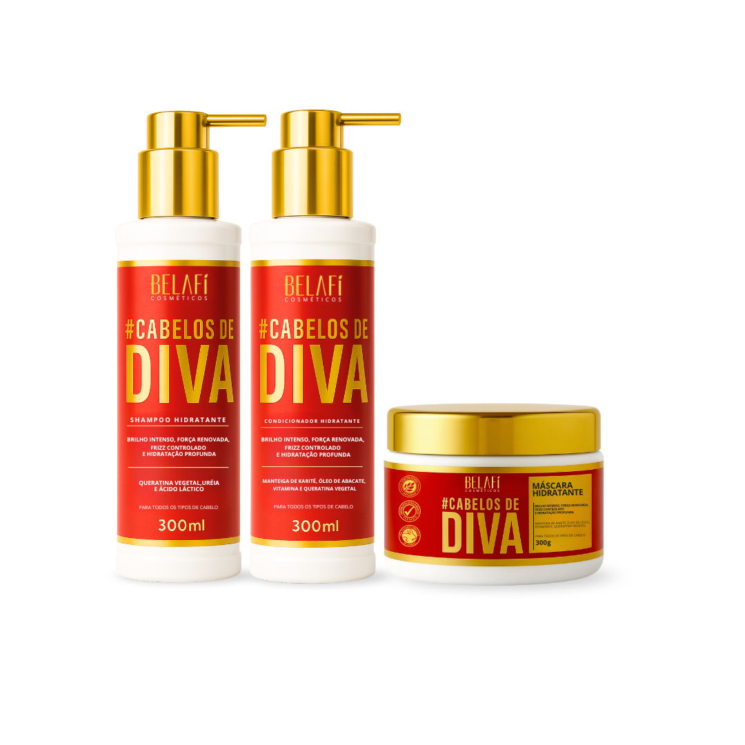 Kit Hidratante Cabelos de Diva Shampoo + Condicionador + Máscara 300g